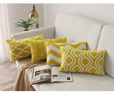 FanHomcy Geometrische Kissenbezüge, 45,7 x 45,7 cm, Samt, weich, dekorative Kissen für Couch Zimmer 12 x 20 inch, 4 Pack gelb