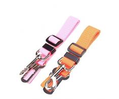 Hosyl Hund Sicherheitsgurt, Hundegeschirr Pet Auto Sicherheitsgurt, Pet Sicherheit Leine Führt für Hunde/Katzen, Nylon Stoff Material 2 Stück, 27.5inch, Pink+Orange