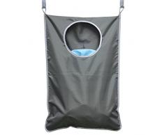 Platzsparend door-hanging Wäschesammler + 2 Edelstahl Haken + 2 Saugnäpfe für Schlafzimmer, Kindergarten, Wohnheim oder Closet grau