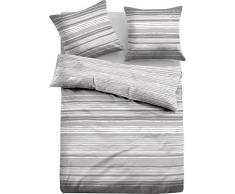 TOM TAILOR 0009797 Flanell Bettwäsche Garnitur mit Kopfkissenbezug (Baumwolle) 1x 155x220 cm + 1x 80x80 cm, grau