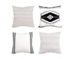 BLEUM CADE Set von 4 dekorativen Kissenbezügen, Kissenbezügen, Sofakissen, für Zuhause, Büro, Auto, Sofa, 45,7 x 45,7 cm 20 x 20-Inch Simple Strings