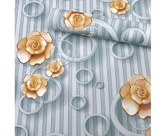 HOYOYO 45,9 x 29,4 cm Kontaktpapier, Selbstklebende Innenseite, herausnehmbare Regaleinlage, Wandsticker, Kommode, Schublade, Peel Stick für Küche, Home Decor, Blau gestreift Pfingstrose