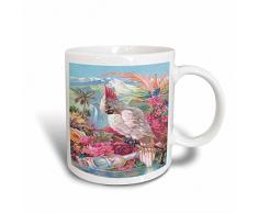 3dRose Florida Wasser Parfum Poster mit Rosen, eine Palme und EIN Cockatoo-Two Ton Tasse, Keramik, Blau, 10,2 x 7,62 x 9,52 cm