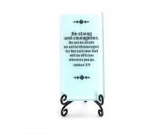 Stark Sein und Mutig Inspirierende Glas Schild. Eine Inspirierende Schrift Vers für Ihren Schreibtisch, Oder Ein Geschenk Macht. von Lifeforce Glas. Seafoam.