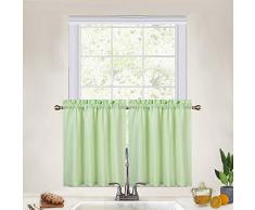 CAROMIO Küchen-Vorhang, gewebt, strukturiert, gewebt, für Café, Badezimmer, Fenster, Vorhänge und Größen Modern Tiers|24 L grün