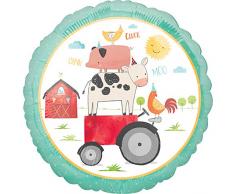 amscan 3902201 Folienballon Barnyard, rund, 1 Stück, farbig