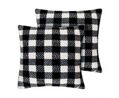 Deconovo Dekorative Kissenbezüge Schwarz und Weiß Retro Kariert Plaid Überwurf Kissenbezug Schottenkaro Kissenbezug für Terrasse Stuhl 45,7 x 45,7 cm 2 Stück