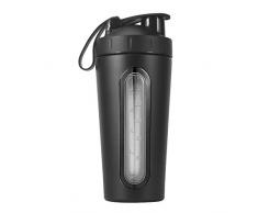 W Protein Sharker Wasserflasche aus Edelstahl mit transparenter Skala und Griff, für Damen und Herren, Fitness und Outdoor-Sportarten, 700 ml, shake bottle-01-black, schwarz