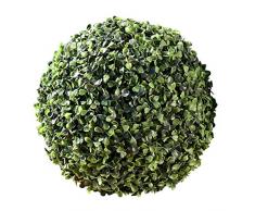 Whole House Worlds The Grammercy Box Holzkugel mit grünem Schalenfüller, Kunst-Buchsbaumblätter, Reproduktion, Kunststoff, 27,9 x 27,9 cm (L x H x B)