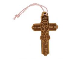 Imprints Plus Schneekugel aus Erlenholz, lasergeschnitten, handbemalt und lackiert Cancer Awareness Christmas