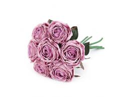 Kimuras Cabin Künstliche Blumen, Kunstblumen, Seidenrose, Blumenstrauß für Zuhause, Garten, Hochzeit, Party, Dekoration, Dekoration violett