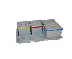 ELLETIPI Metropolis ptc22 09050 2 F C10 PPV Mülleimer Mülltrennung-Schublade, grau, 81 x 46 x 22 cm