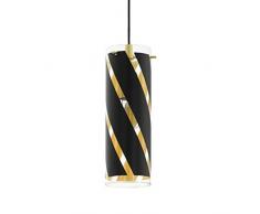 EGLO Pendellampe Pinto Nero 1, 1 flammige Pendelleuchte, Material: Stahl, Farbe: goldfarben, Glas: schwarz, gold, Fassung: E27