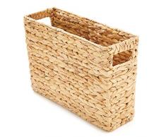 Americanflat Zeitschriftenkorb aus natürlicher Wasserhyazinthe mit Griffen – handgewebt – Zeitschriftenkorb – umweltfreundlich