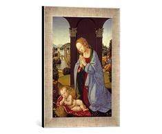 Gerahmtes Bild von Lorenzo di Credi Die Heilige Familie, Kunstdruck im hochwertigen handgefertigten Bilder-Rahmen, 30x40 cm, Silber Raya