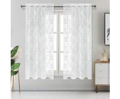 DWCN Sheer Gardinen Leinenoptik Stange Pocket Wohnzimmer Vorhänge Set 2 Stück Fenstervorhänge 52 x 63 inch Lace | White