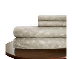 Melun Geo Bettwäsche-Set für Doppelbett, Weiß / Braun, 3-teilig