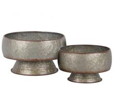 Urban Trends 42112 Metall bauchige Topf, rund mit Rost Effekt Kanten auf verzinktem Finish (Set von 2), grau, 2 Stück
