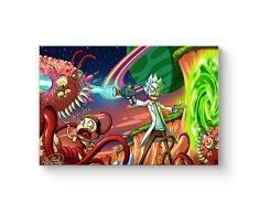 Hao Shun DA HSD Wandkunst Rick and Morty Poster auf Leinwand, Ölgemälde Poster und Drucke, Dekorationen, Wandbild, Wohnzimmer, fertig zum Aufhängen, 30,5 x 45,7 x 40,6 x 61 cm Modern 16x24x1 Artwork-5