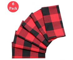 6 übergroße Stoffservietten (43,2 x 43,2 cm), maßgeschneidert mit Gehrungsecken für jeden Tag, Weihnachten, Erntedankfest, rustikales Landhausdeko, Urlaub, Familienessen und Grillabende Plaid 17 x 17 inches Red Buffalo Check Plaid