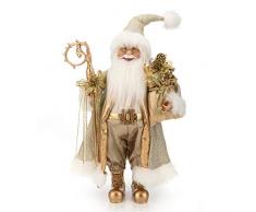 SANNO Weihnachtsfigur Deko grau Weihnachten Figur stehend Nikolaus Ornamente Tischdeko Traditionelle stehend Weihnachtsfigur Weihnachtsdeko 18in Gold Santa