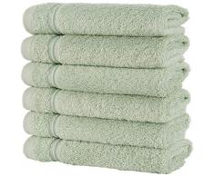 Qute Home Handtuch-Set, Badetücher, Handtücher und Waschlappen - Spa & Hotel Handtücher schnell trocknend 100% türkische Baumwolle Handtuch-Sets für Badezimmer, Duschtuch Washcloth - Set of 6 grün