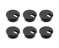 HJ Garden 5,1 cm Schreibtisch-Kabeldurchführung Kabeldurchführung für Büro PC Schreibtisch Kabel-Organizer Kunststoffabdeckung schwarz