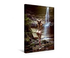 Calvendo Premium Textil-Leinwand 30 x 45 cm Hoch-Format Akt am Wasserfall I | Wandbild, HD-Bild auf Keilrahmen, Fertigbild auf Hochwertigem Vlies, Leinwanddruck von Gestiefeltekatze