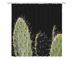 CHui DECOR Duschvorhang Kaktus, Tropische Spindelpflanze Closeup, Fotografie, bedrucktes Polyester, Badezimmer-Dekorationsset mit Haken, 180,9 x 182,9 cm, Grün