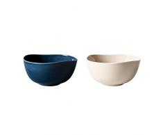 like by Villeroy & Boch Group - Organic Dark Blue sand Schalen-Set, 6 tlg., 750 ml, Hartporzellan, spülmaschinen-, mikrowellenngeeignet, blau/sand