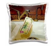 3D Rose A Five Bill & A One Dollar Bill Coming Out of A Wasserhahn & Going Down The Drain Posturized Design Kissenbezug, 40,6 x 40,6 cm