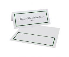 Dokumente und Designs Single Line Bordüre Easy Print Tischkarte, Pearl Weiß Hunter Green