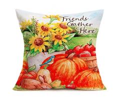 Smilyard Kürbis mit Sonnenblume, Überwurf, Kissenbezug, Tier, Hase, Apfel, dekorativer Überwurf, Kissenbezug, Ölgemälde, Herbstdekoration, 45,7 x 45,7 cm, für Couch/Bett, Stuhl, Textil, Bt 10, 45,7 x 45,7 cm