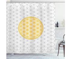 Ambesonne Geometrty Decor Duschvorhang, Kreise der Zeit und des Raumes Vortex Natur Geometrie Stoff Badezimmer Decor Set mit Haken, 70 Zoll, gelb