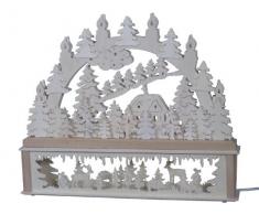 SchwibboLa KB 10-103 Erzgebirgischer Doppelt Beleuchteter Schwibbogen inklusive Erhöhung mit Zertifizierung, 52 x 42 cm 10-103