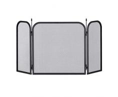 Relaxdays Funkenschutzgitter Stahl, dreiteiliges Gitter gegen Funkenflug, Kamin Funkenschutz, HxB 52,5 x 97 cm, schwarz