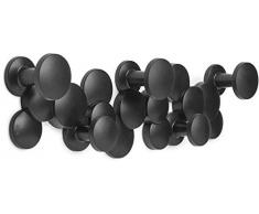Umbra Bubble Garderobenhaken – Dekorative und Platzsparende Garderobenleiste mit 5 Haken für Jacken, Schals, Taschen, Rucksäcke, Handtücher und Mehr, Schwarz