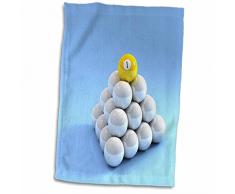 3dRose Yellow Number One Pool Ball Sitting On Top of Pyramid Billiards Concept Success Win Winner Handtuch, weiß, 15 x 22