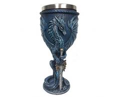 Nemesis Now Ruth Thompson Sea Blade Blue Water Dragon Goblet Glass Trinkkelch mit Meeresklinge und blauem Wasserdrachen, Einheitsgröße