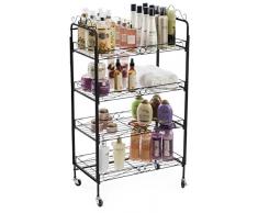 displays2go 4-shelf Stahl Regal mit Rollen und Verriegelung Caster, 23 von 43 von 33 cm, schwarz