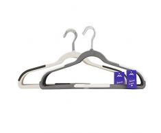 JVL Premium-Serie Kunststoff platzsparend rutschfest Kleiderbügel, grau und weiß, 20er-Packung