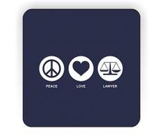 Rikki Knight Peace Love Anwalt Design Quadratisch Kühlschrank Magnet, blau