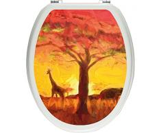Pixxprint Savanne Kunst als Toilettendeckel Aufkleber, WC, Klodeckel - Maße: 32x40 cm, Gläzendes Material Toilettendeckelaufkleber, Vinyl, bunt, 40 x 32 x 0.02 cm