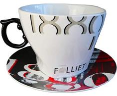 FOLLIET 0110 Riesen mit Untertasse, Zuckerdose Dekor 1880