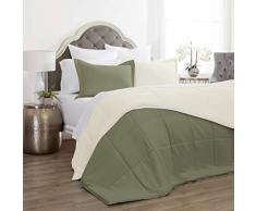 Jacler Schmusetuch Set 100% Doppelte gebürstete Microfaser 1800 Serie Bettdecken-Set, atmungsaktiv, knitterfrei, verblasst Nicht, fleckenabweisend, hypoallergen. King/California King Salbei/Elfenbein
