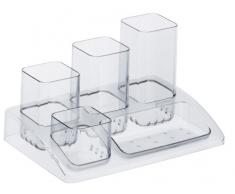Rotho Soho Büroboy Stiftehalter / Stifteköcher, Kunststoff, transparent, 18,5 x 12,5 x 10 cm
