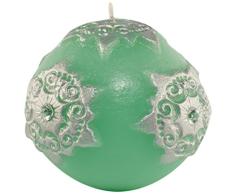 Magic Candle World Candles Handbemalte Kugelkerze, mit Sternen und Kristallen. Winterkerze. Winter, Advent und Weihnachts Deko. Adventskranz.