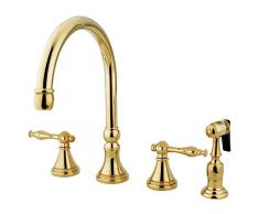 Elements of Design es2792nlbs Neapel 20,3 cm zu 40,6 cm breitgefächert Küche Wasserhahn mit Messing Sprayer, 8-1/10,2 cm Messing poliert