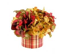 Creative Displays Blumentopf, kariert, Hortensie, Rot/goldfarben/Gelb