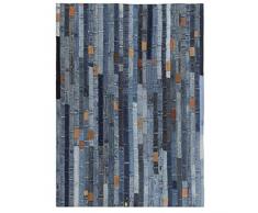 vidaXL 132628 Teppich Handgefertig Jeansflicken Patchwork 80x150cm Jeansblau Läufer, Baumwolle, Größe: 80 x 150 cm (B x L)
